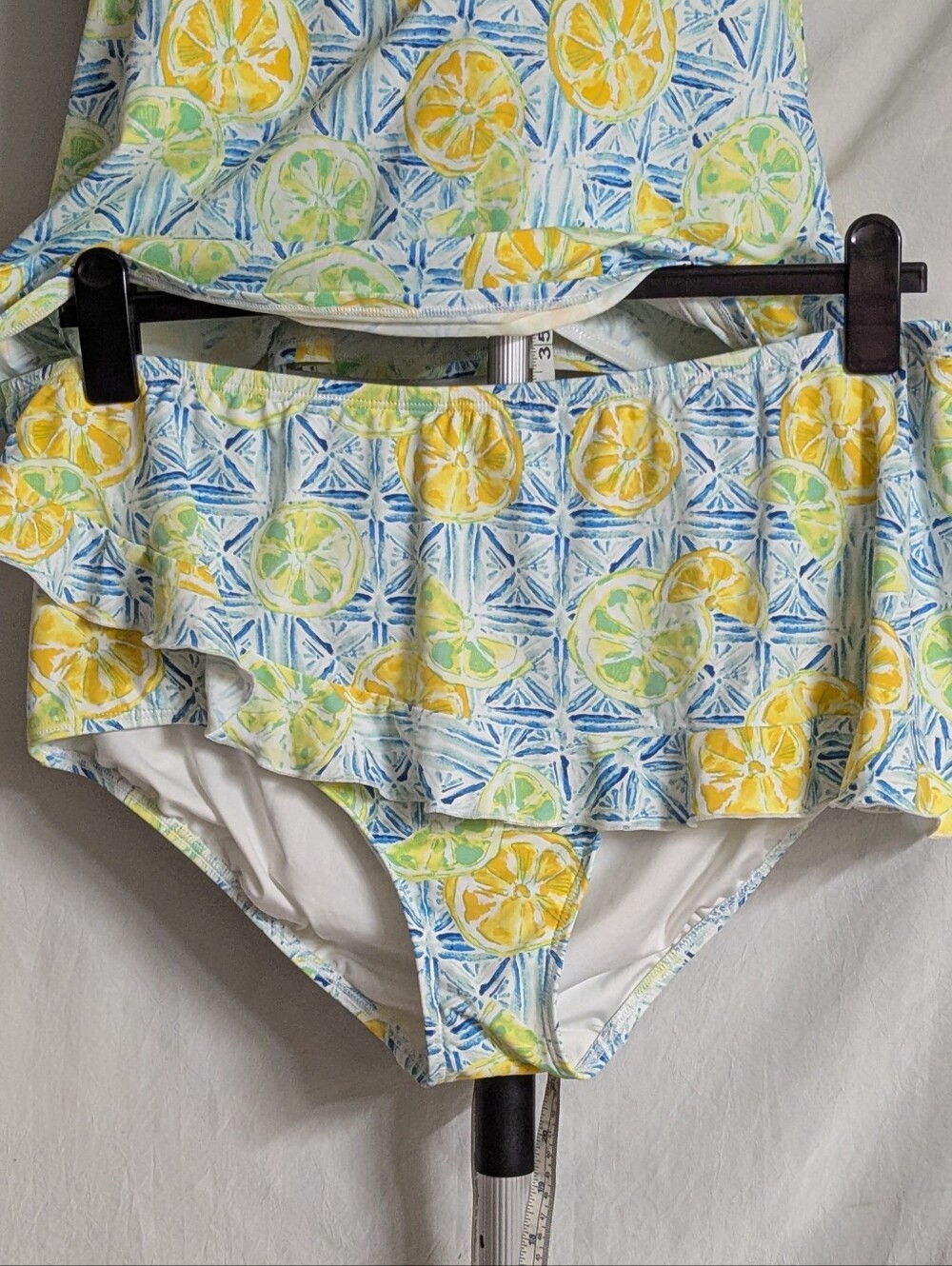 Lands End Tankini Yellow Blue Plus Size Padded Underwire Bra Size 20/22W New - Picture 2 of 14